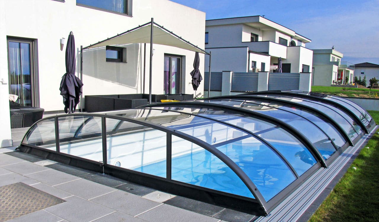 RELAX---L'abri-bas-cintré-télescopique Pour la couverture de piscine rapide et efficace